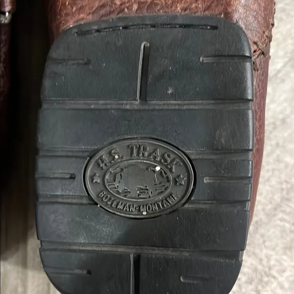H.S.Trask “ Cobbler” Brown Leather Slip-On Loafers with Metal Buckle