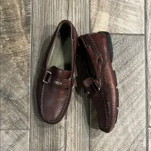 H.S.Trask “ Cobbler” Brown Leather Slip-On Loafers with Metal Buckle