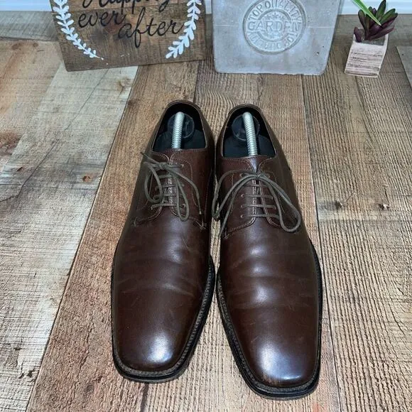 HUGO boss Calf Leather Lace Up Derby Shoes in Brown
