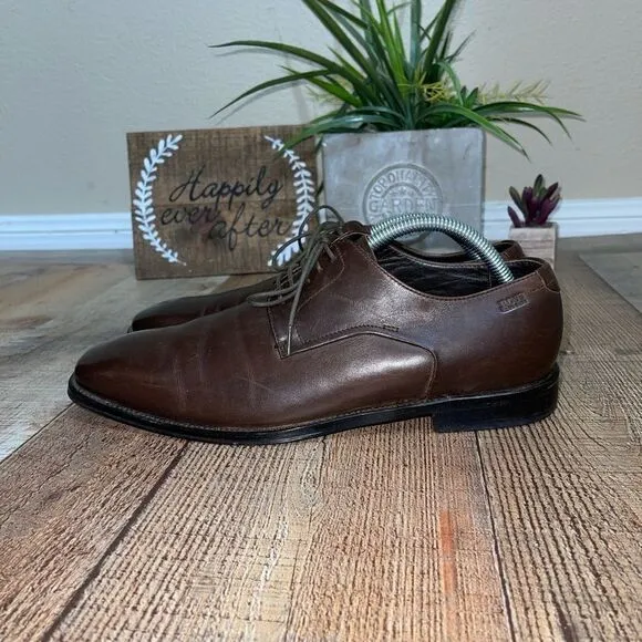 HUGO boss Calf Leather Lace Up Derby Shoes in Brown