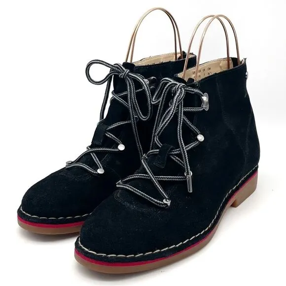 Hush Puppies Catelyn Hiker Boot in Black Suede Lace-Up Booties Women’s Size 9