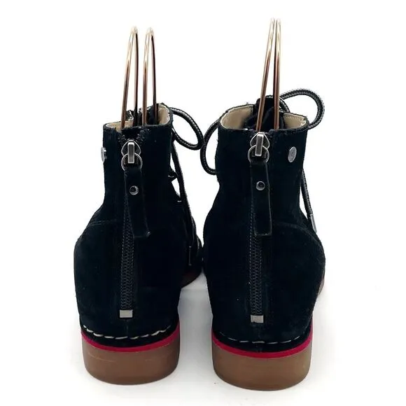 Hush Puppies Catelyn Hiker Boot in Black Suede Lace-Up Booties Women’s Size 9