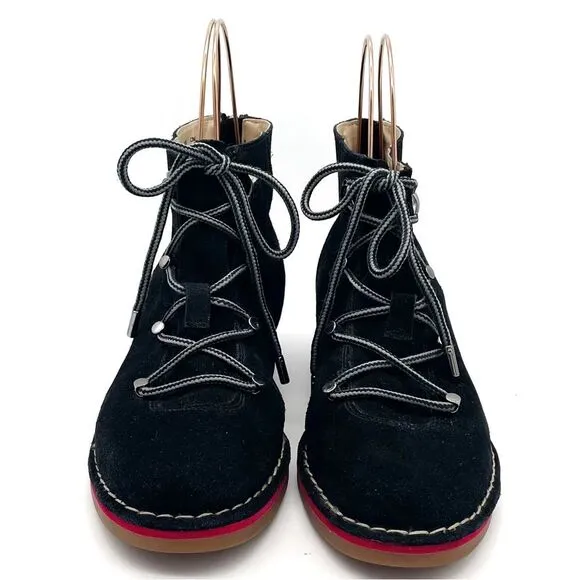 Hush Puppies Catelyn Hiker Boot in Black Suede Lace-Up Booties Women’s Size 9