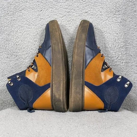 Hybrid Green Label Globetrotter Mens Size 8 Sneakers Shoes Navy Leather HGL3031