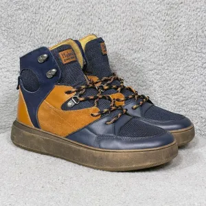 Hybrid Green Label Globetrotter Mens Size 8 Sneakers Shoes Navy Leather HGL3031