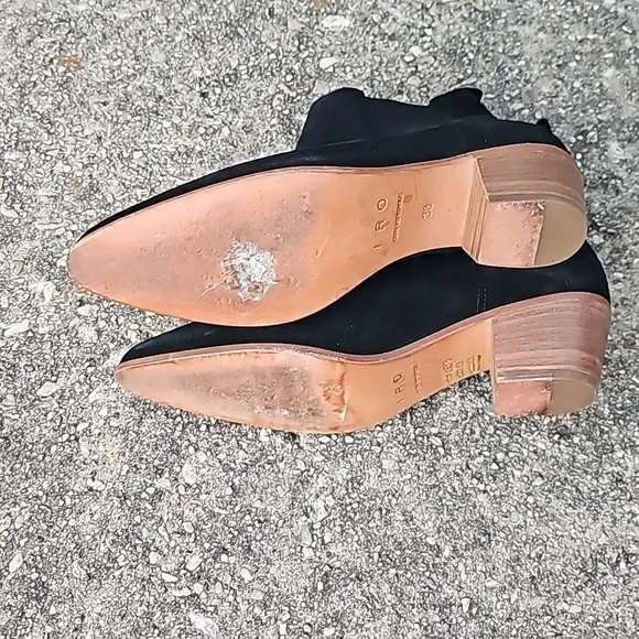 IRO YVETTE ANKLE BOTTIES WESTERN STYLE BLACK SUEDE SIZE 38 (US 8)