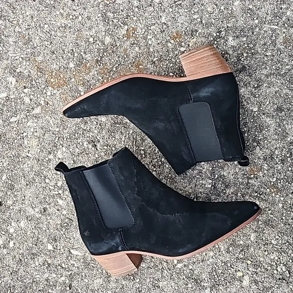 IRO YVETTE ANKLE BOTTIES WESTERN STYLE BLACK SUEDE SIZE 38 (US 8)