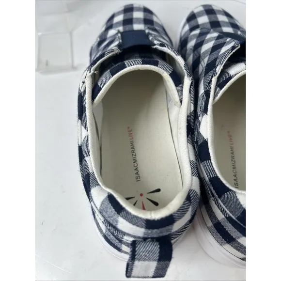Isaac Mizrahi Gingham SLIP-ON UNISEX MEN Size 12 Navy
