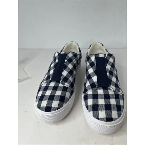 Isaac Mizrahi Gingham SLIP-ON UNISEX MEN Size 12 Navy