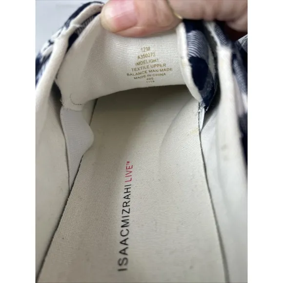 Isaac Mizrahi Gingham SLIP-ON UNISEX MEN Size 12 Navy
