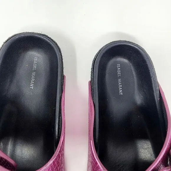 Isabel Marant Slide Sandal Women 6 Lennyo Fuchsia Pink Metallic Snakeskin Buckle