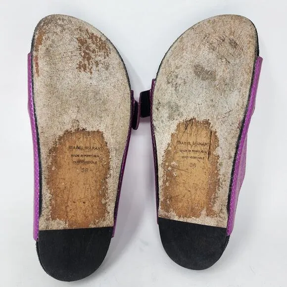 Isabel Marant Slide Sandal Women 6 Lennyo Fuchsia Pink Metallic Snakeskin Buckle