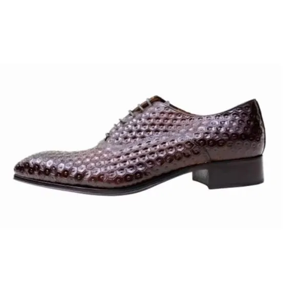 Italian Handmade Men's Leather Shoe / Baye Brown Oxford Mens Dress Shoes / Men’s