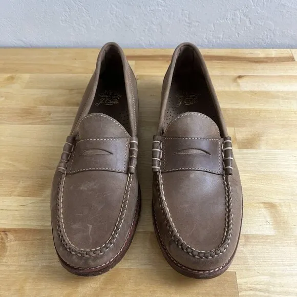 J. Crew Camden Loafer Natural Brown Leather Shoes BJ009 Men's Size 10.5 M