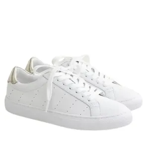 J. Crew City Tour Sneakers Low Top Lace Up Casual Shoes White Silver NWT 9.5