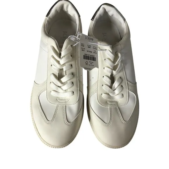 J. Crew City Tour Sneakers Low Top Lace Up Casual Shoes White Silver NWT 9.5