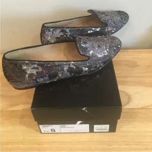J. Crew Darby black sequin loafers size 8