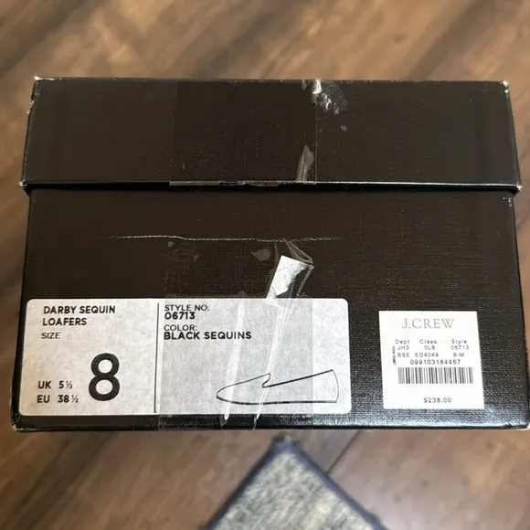 J. Crew Darby black sequin loafers size 8