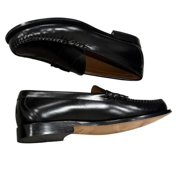 J. Crew Leather Upper Classic Penny Loafers Shoes Slip-On Black Size 12 NWOB
