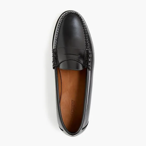 J. Crew Leather Upper Classic Penny Loafers Shoes Slip-On Black Size 12 NWOB