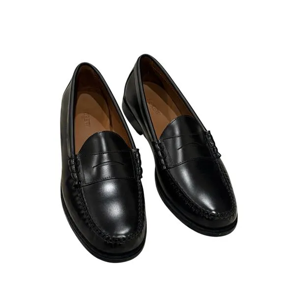 J. Crew Leather Upper Classic Penny Loafers Shoes Slip-On Black Size 12 NWOB