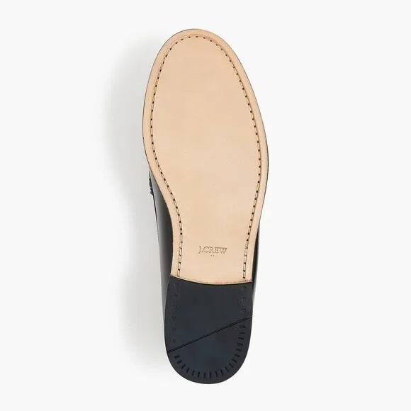 J. Crew Leather Upper Classic Penny Loafers Shoes Slip-On Black Size 12 NWOB