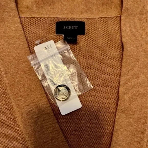 J Crew Small Heathered Camel Cotton Pique Cardigan NWT!​​​​​​​​​​​​​​​​​​​​​​​​​