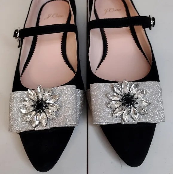 J. Crew Velvet Marina Holiday Jane With Jewels Embellished Flat Loafers Size 8.5