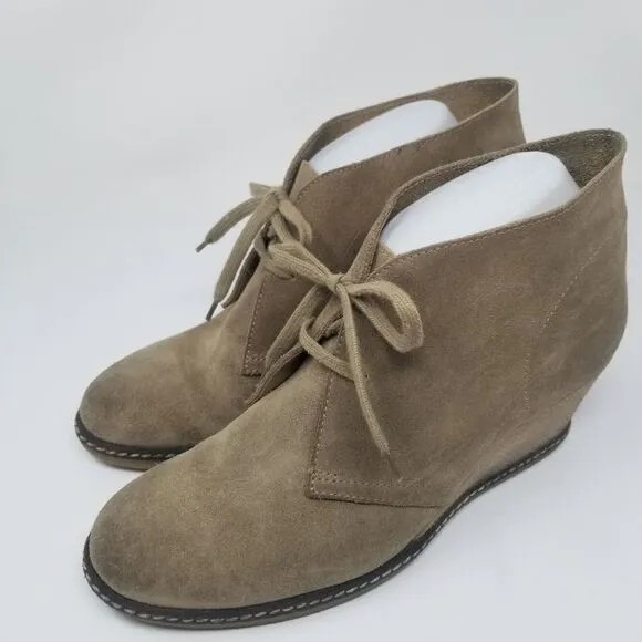 J CREW DARK TAN SUEDE with WEDGE HEEL. SIZE 10