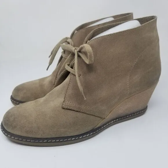 J CREW DARK TAN SUEDE with WEDGE HEEL. SIZE 10