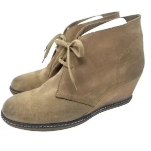 J CREW DARK TAN SUEDE with WEDGE HEEL. SIZE 10