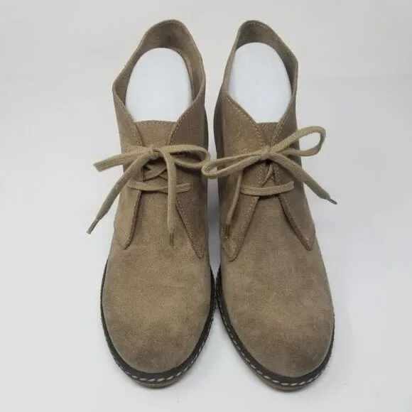J CREW DARK TAN SUEDE with WEDGE HEEL. SIZE 10