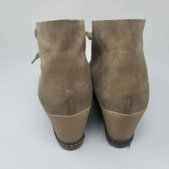 J CREW DARK TAN SUEDE with WEDGE HEEL. SIZE 10