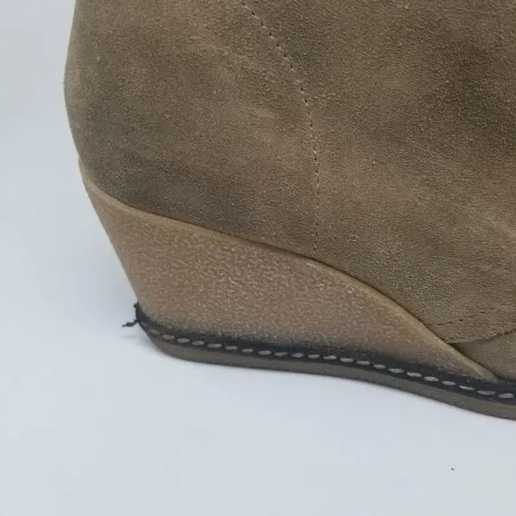 J CREW DARK TAN SUEDE with WEDGE HEEL. SIZE 10