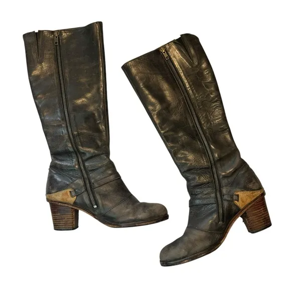 J. Shoes for Anthropologie Leather heeled distressed riding Boots size 8.5