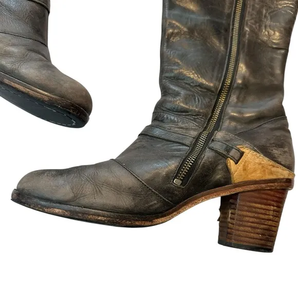 J. Shoes for Anthropologie Leather heeled distressed riding Boots size 8.5