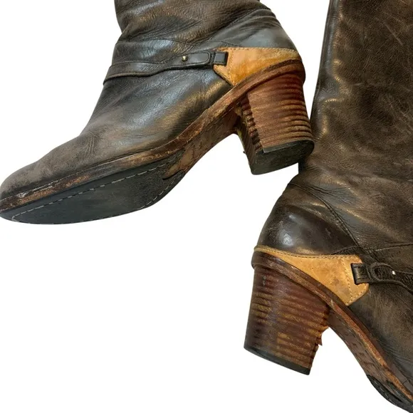 J. Shoes for Anthropologie Leather heeled distressed riding Boots size 8.5