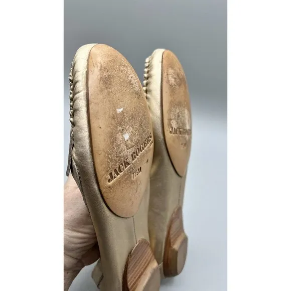 Jack Rogers Loafer Shoes Womens Sz 7.5M Gold Metallic Leather Moccasin USA Boat