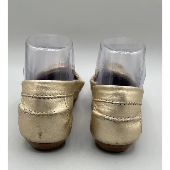 Jack Rogers Loafer Shoes Womens Sz 7.5M Gold Metallic Leather Moccasin USA Boat
