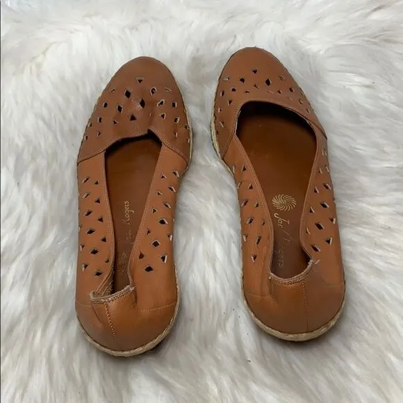 Jack Rogers Tan Perforated Leather Shoes Size 7
