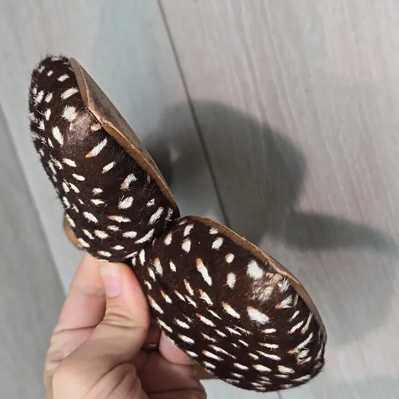 J.Crew Women Leather Animal Print fur Loafer Slip on shoes sz 8
