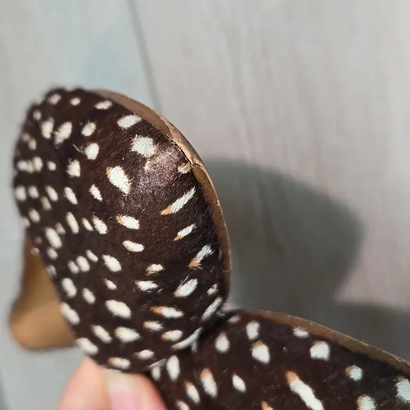J.Crew Women Leather Animal Print fur Loafer Slip on shoes sz 8
