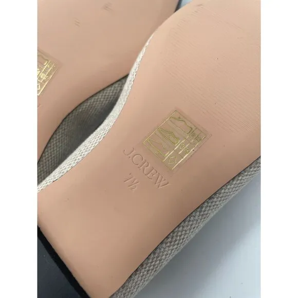 J.Crew Zoe Cap Toe Ballet Flats in Spanish Canvas Sz 7.5 Cream Black Old Money