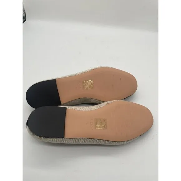 J.Crew Zoe Cap Toe Ballet Flats in Spanish Canvas Sz 7.5 Cream Black Old Money