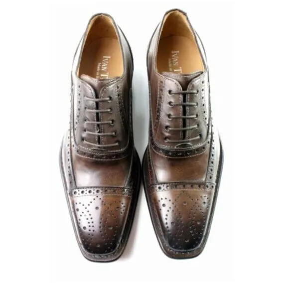 Jean Coffee Brogue Mens Leather Shoes