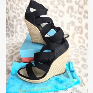 Jean-Michel Cazabat Black Strappy Satin Wedges