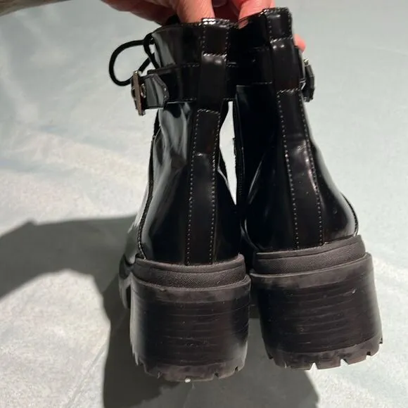 Jeffrey Campbell Czech Faux Patent Leather Combat Boots Size 6 B51
