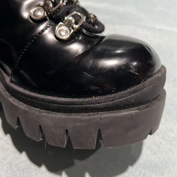 Jeffrey Campbell Czech Faux Patent Leather Combat Boots Size 6 B51