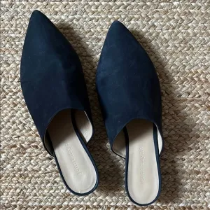 Jenni Kayne Black Leather Kitten Heel Mules