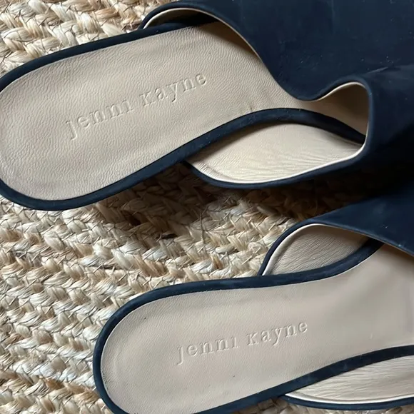 Jenni Kayne Black Leather Kitten Heel Mules